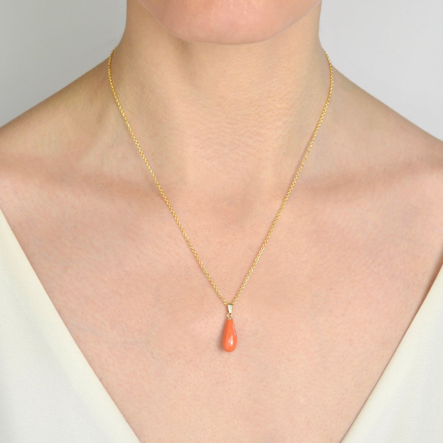 Pink Coral and Gold Drop Necklace