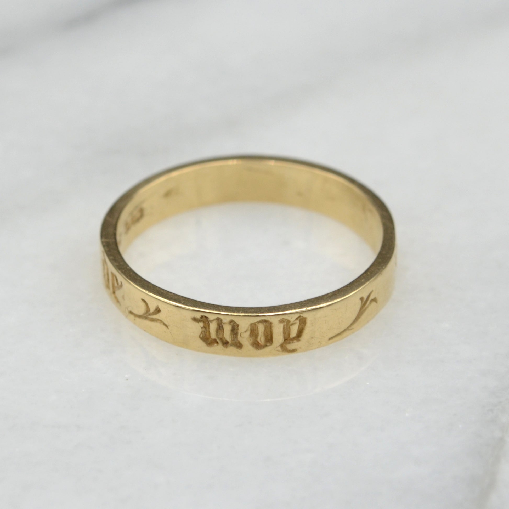 Vintage 14k Gold “Pencez de Moy” Antique Reproduction Posy/Poesy Ring
