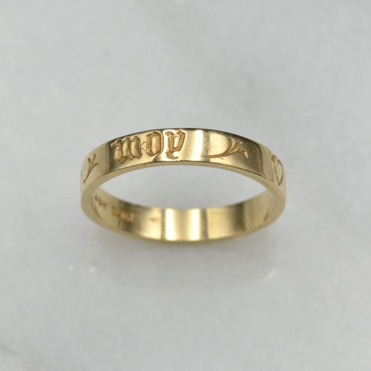 Vintage 14k Gold “Pencez de Moy” Antique Reproduction Posy/Poesy Ring