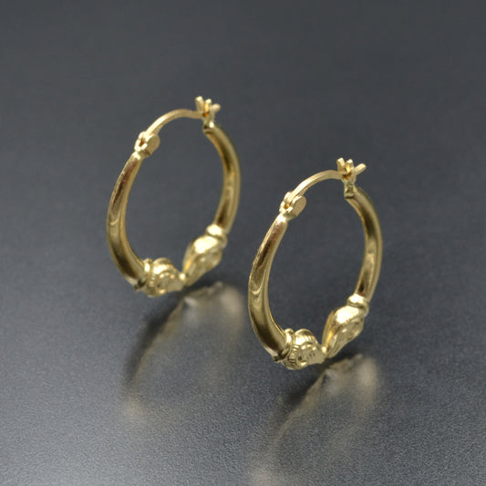 Vintage 14k Gold Rams Head Hoop Earrings