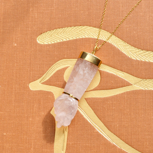 Rose Quartz Mano Figa Pendant
