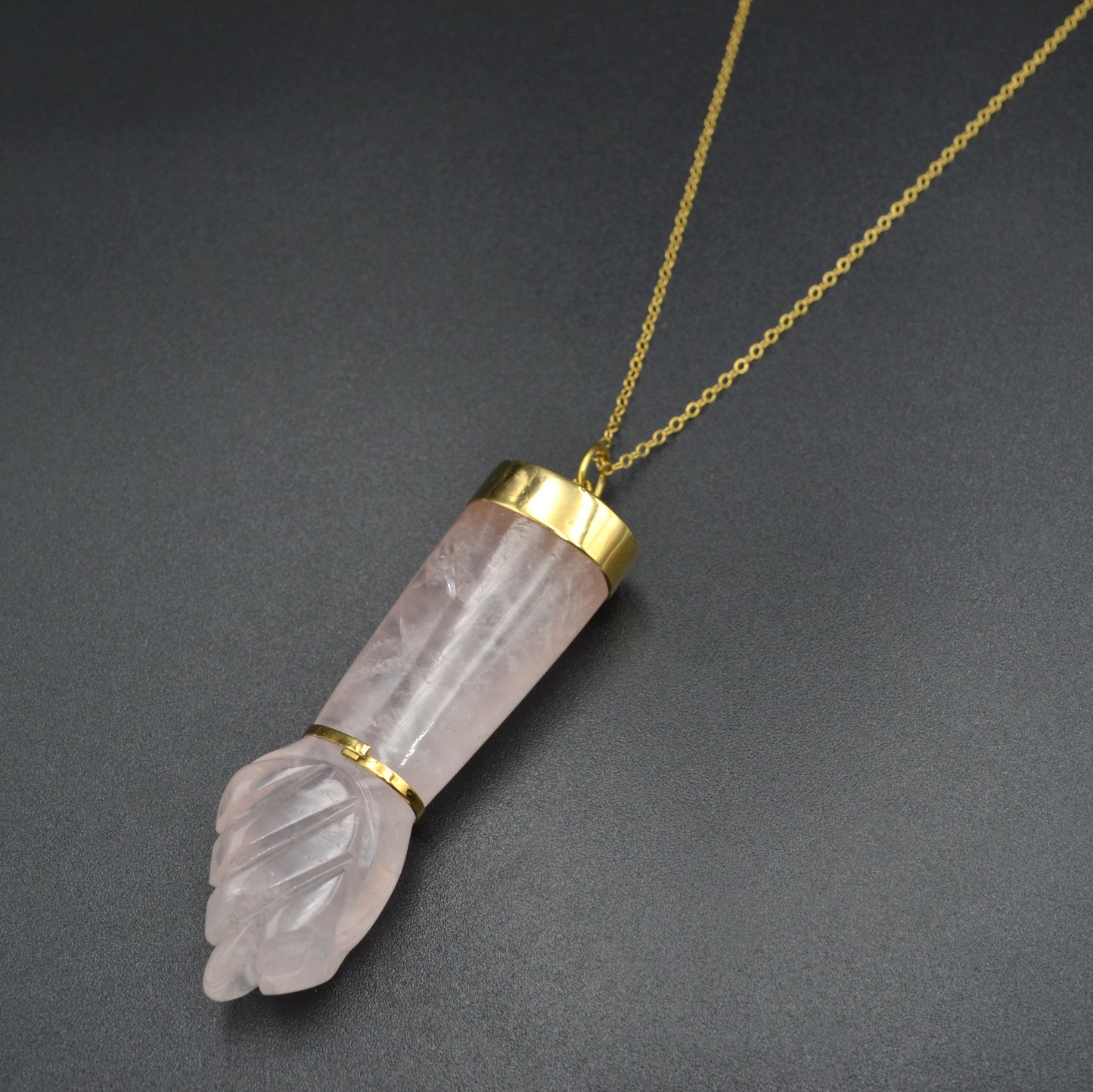 Rose Quartz Mano Figa Pendant
