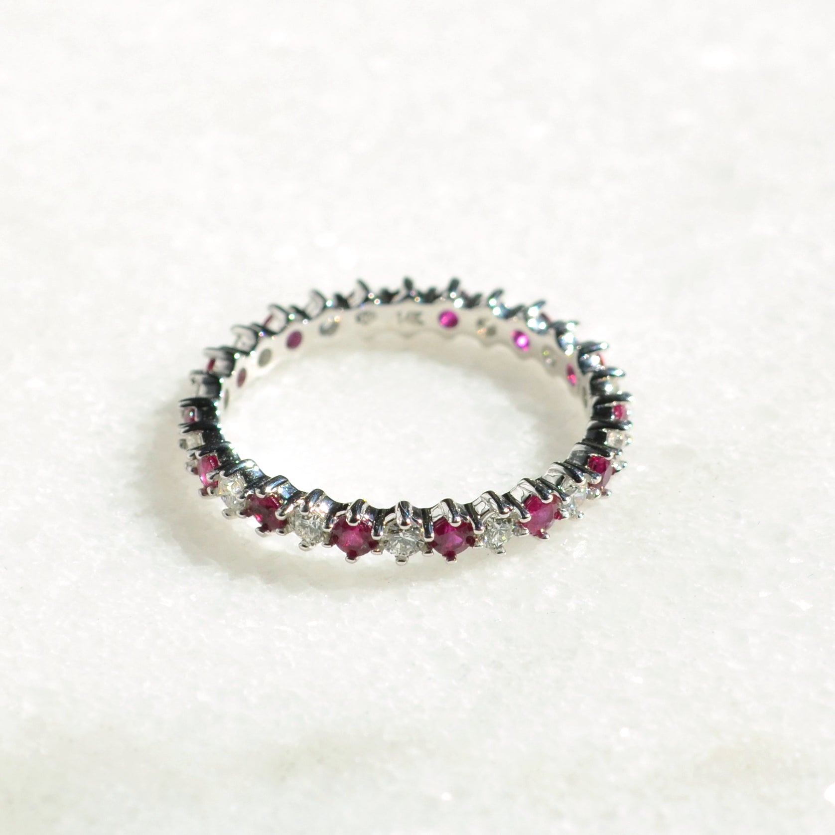 Diamond Ruby and 14k White Gold Eternity Ring
