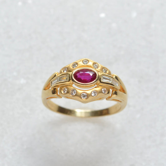 Ruby, Diamond and Gold Ring
