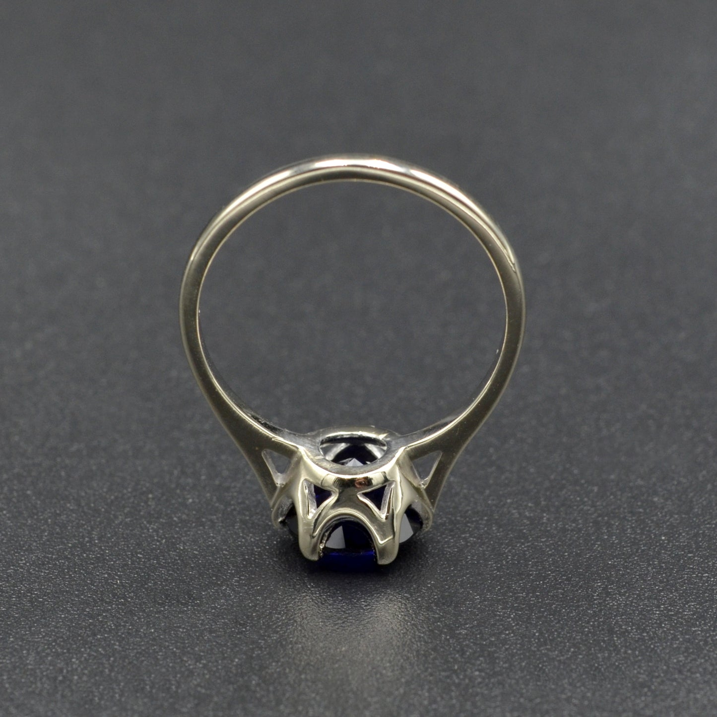 Lab Grown (Synthetic) Sapphire and 10k White Gold Solitaire Ring