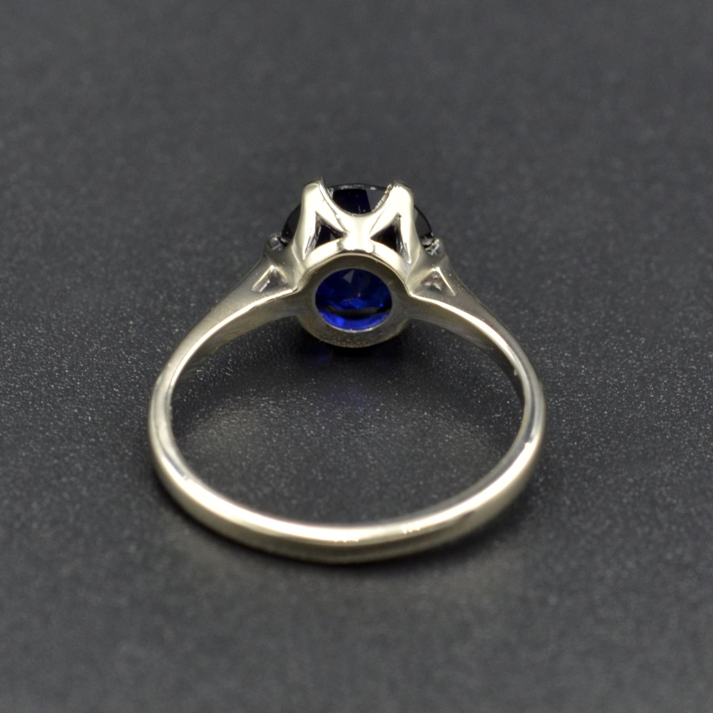 Lab Grown (Synthetic) Sapphire and 10k White Gold Solitaire Ring