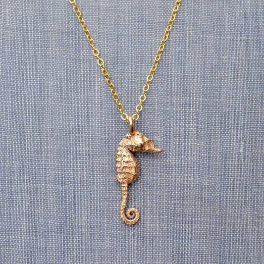 Vintage 14k Gold Seahorse Pendant Necklace