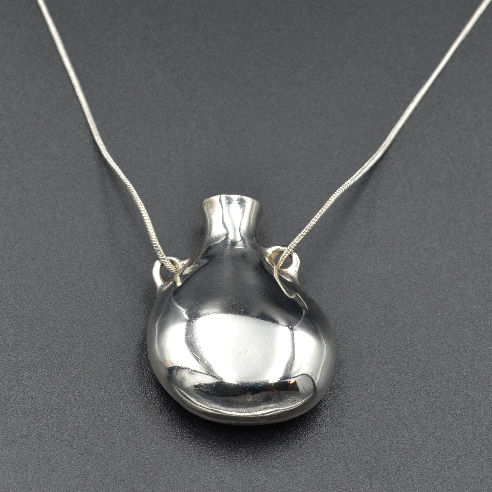 Vintage Taxco Sterling Silver Open Bottle Vase Pendant Necklace