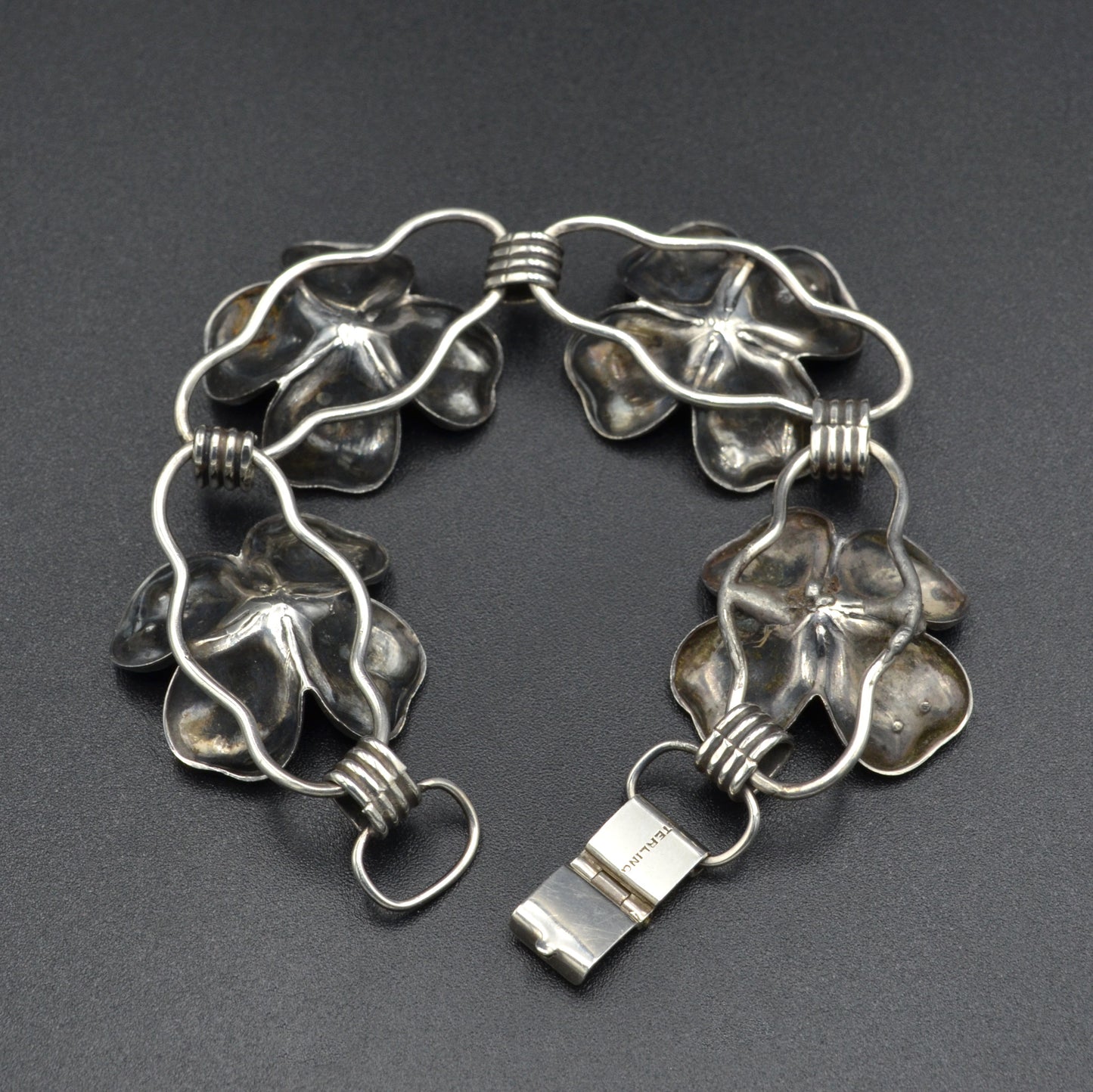 Vintage Sterling Silver Dogwood Flower Bracelet