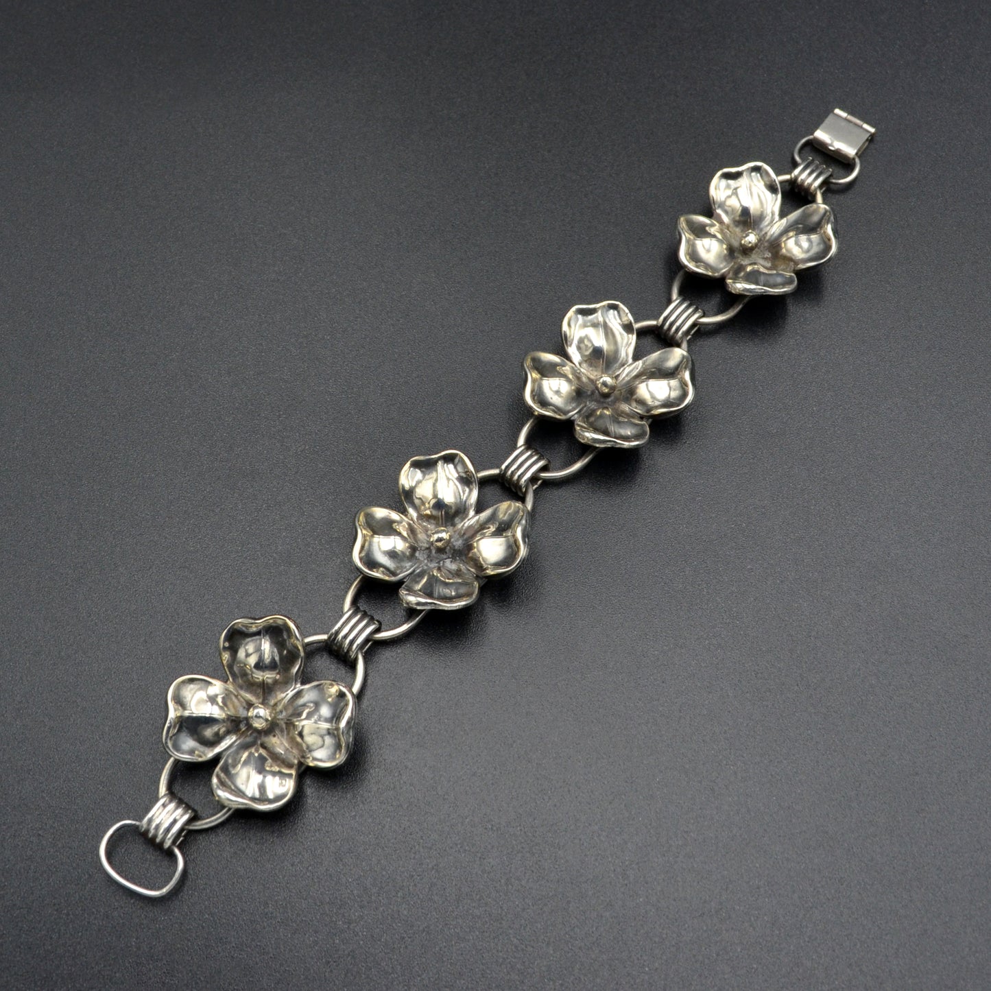 Vintage Sterling Silver Dogwood Flower Bracelet