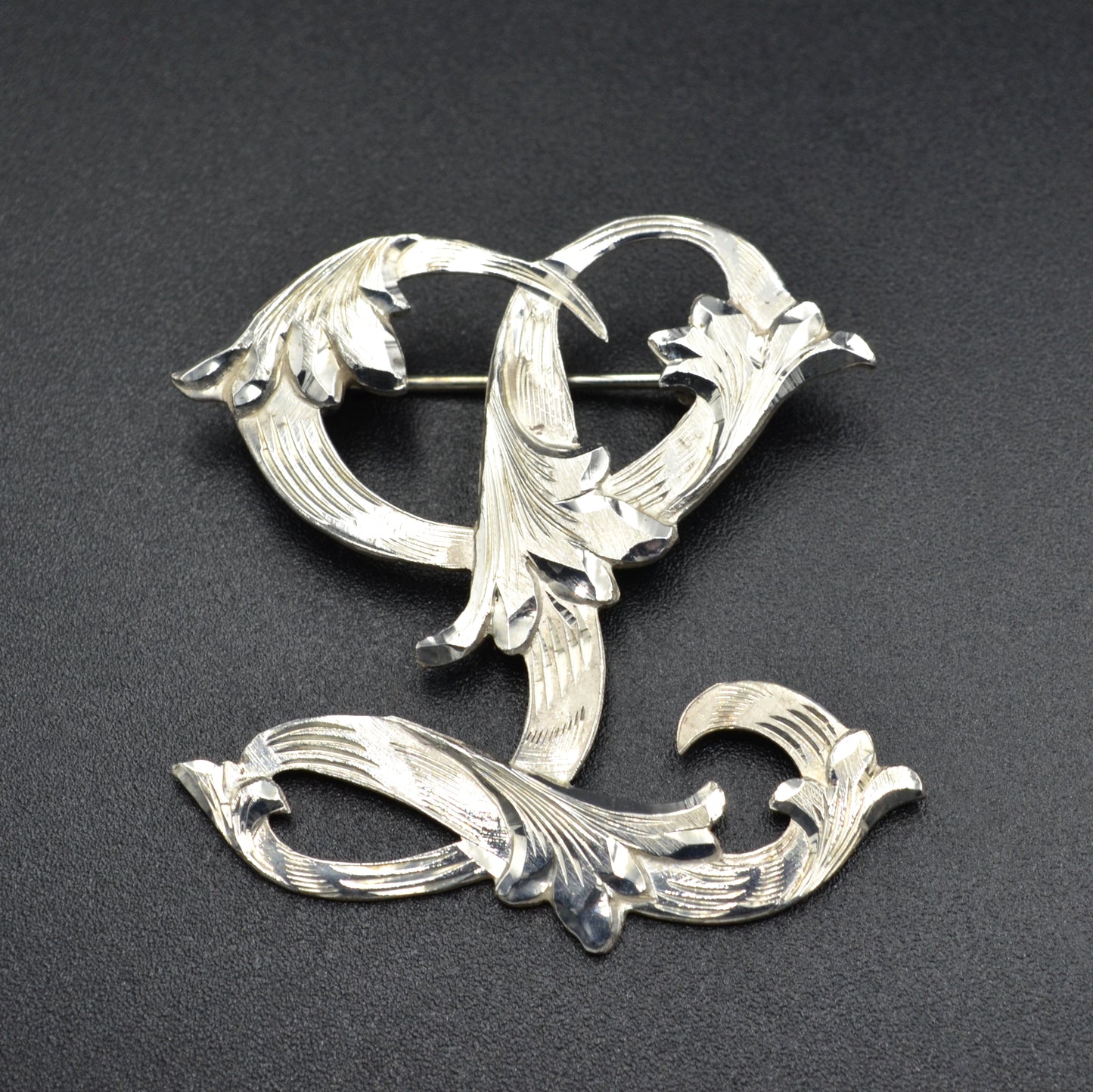 Vintage Sterling Silver Cursive L Brooch