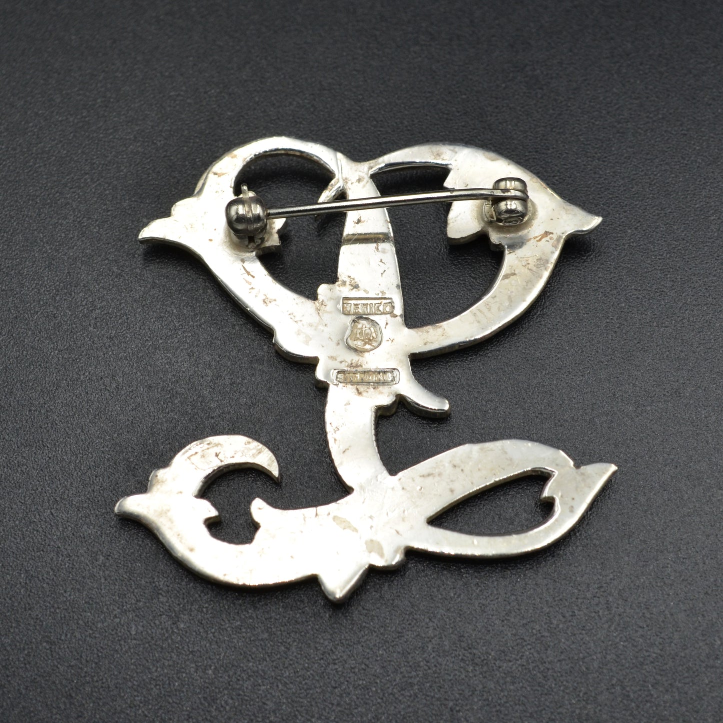 Vintage Sterling Silver Cursive L Brooch