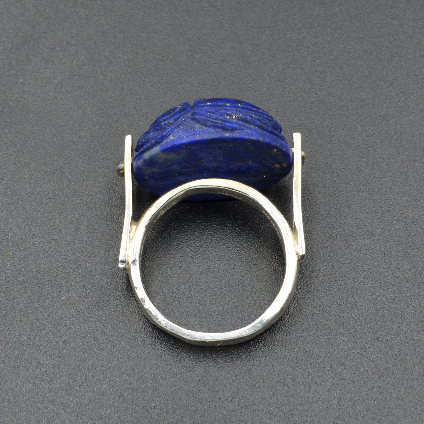 Vintage Lapis Lazuli and Sterling Silver Scarab Ring