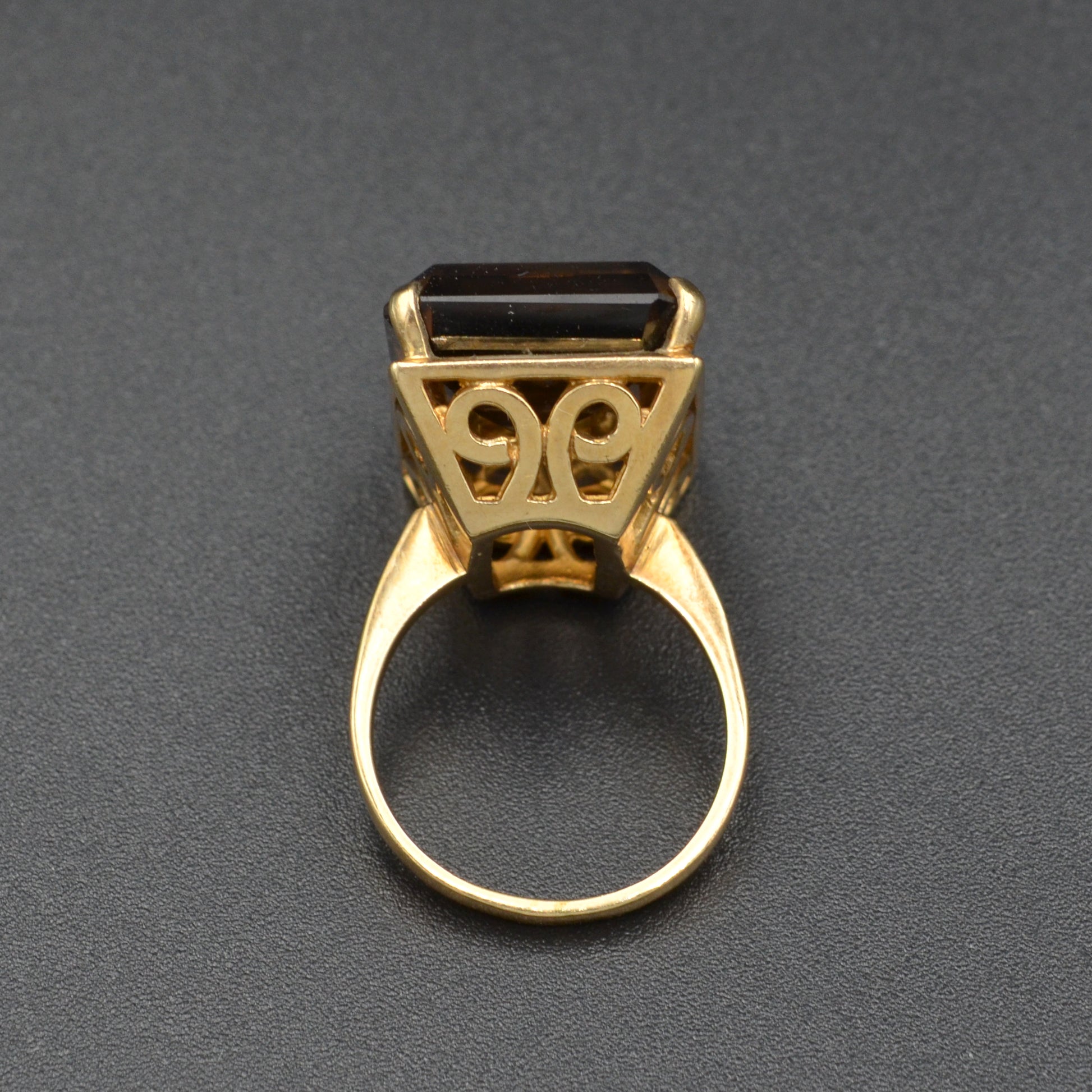 Vintage Smoky Quartz And 10k Gold Cocktail Ring