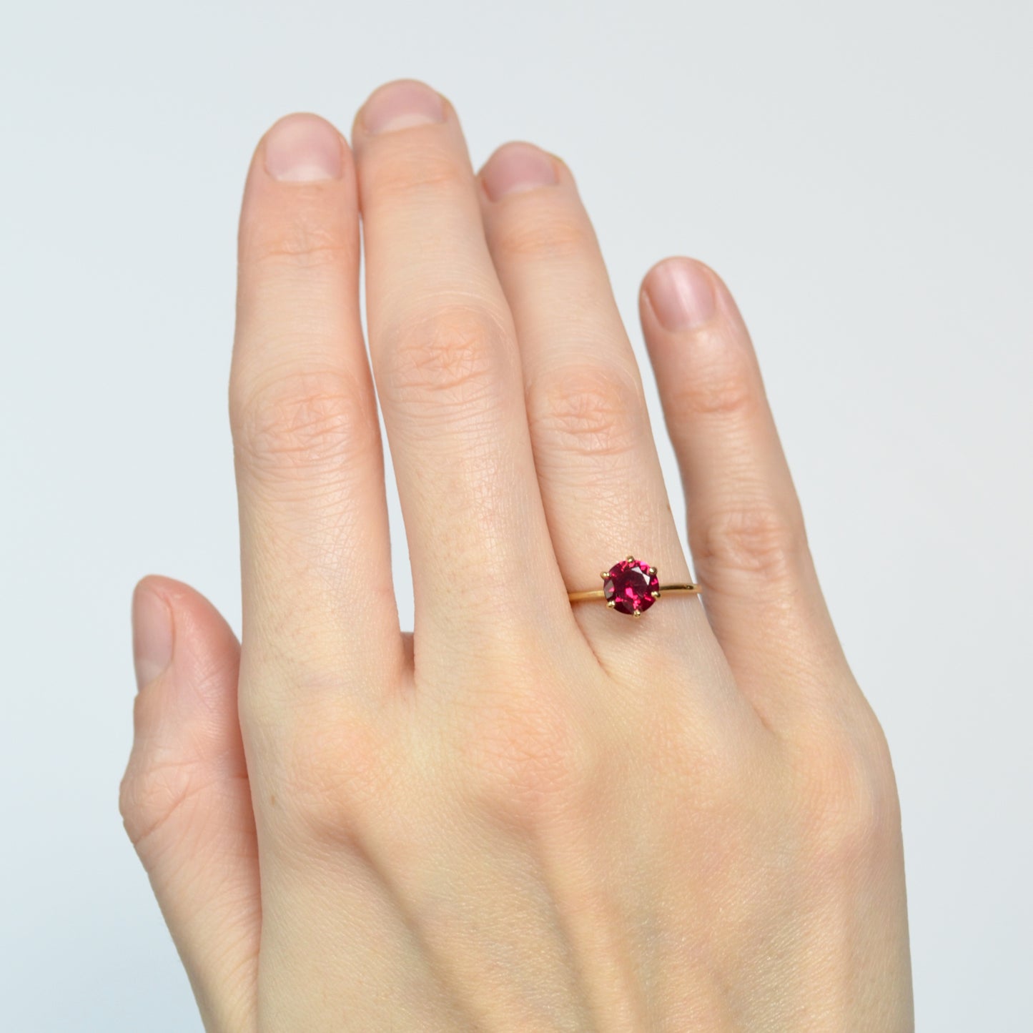 Synthetic Ruby and Gold Ring