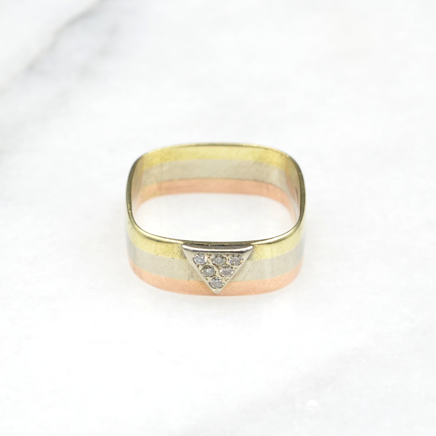 Tricolor Gold and Diamond Ring