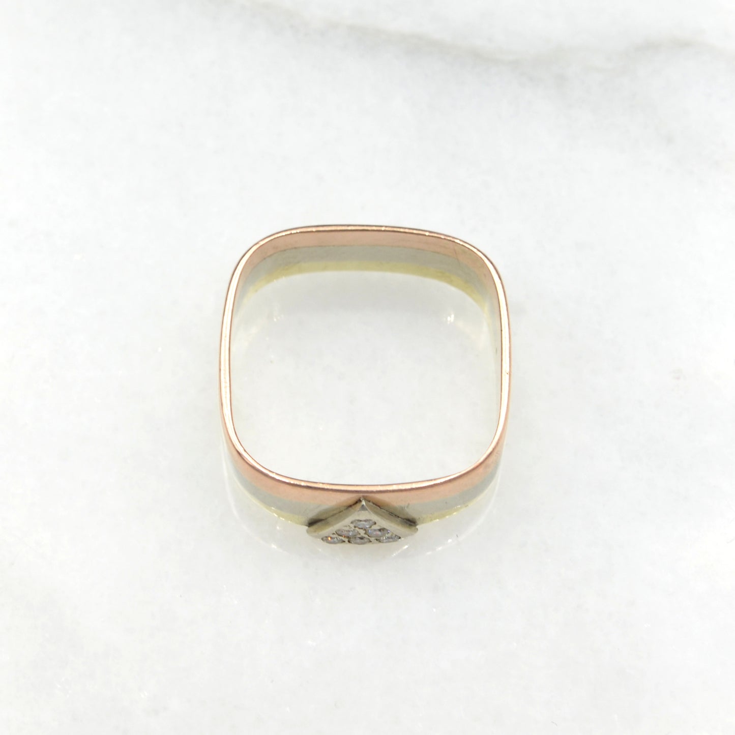 Tricolor Gold and Diamond Ring