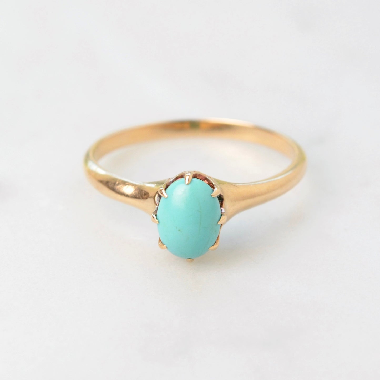 Antique Gold and Turquoise Solitaire Ring