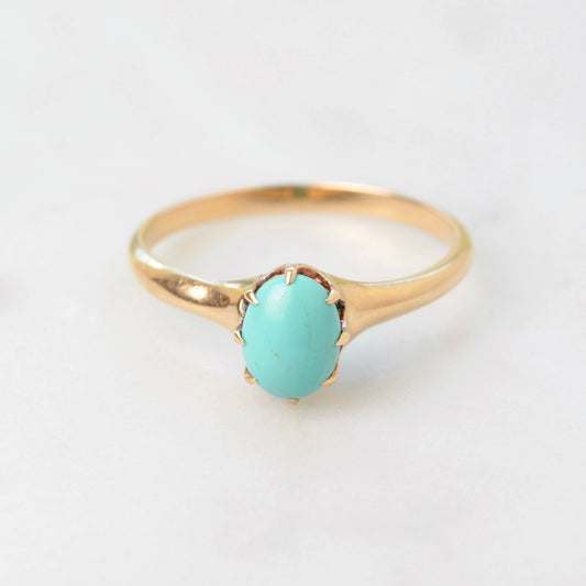 Antique Gold and Turquoise Solitaire Ring