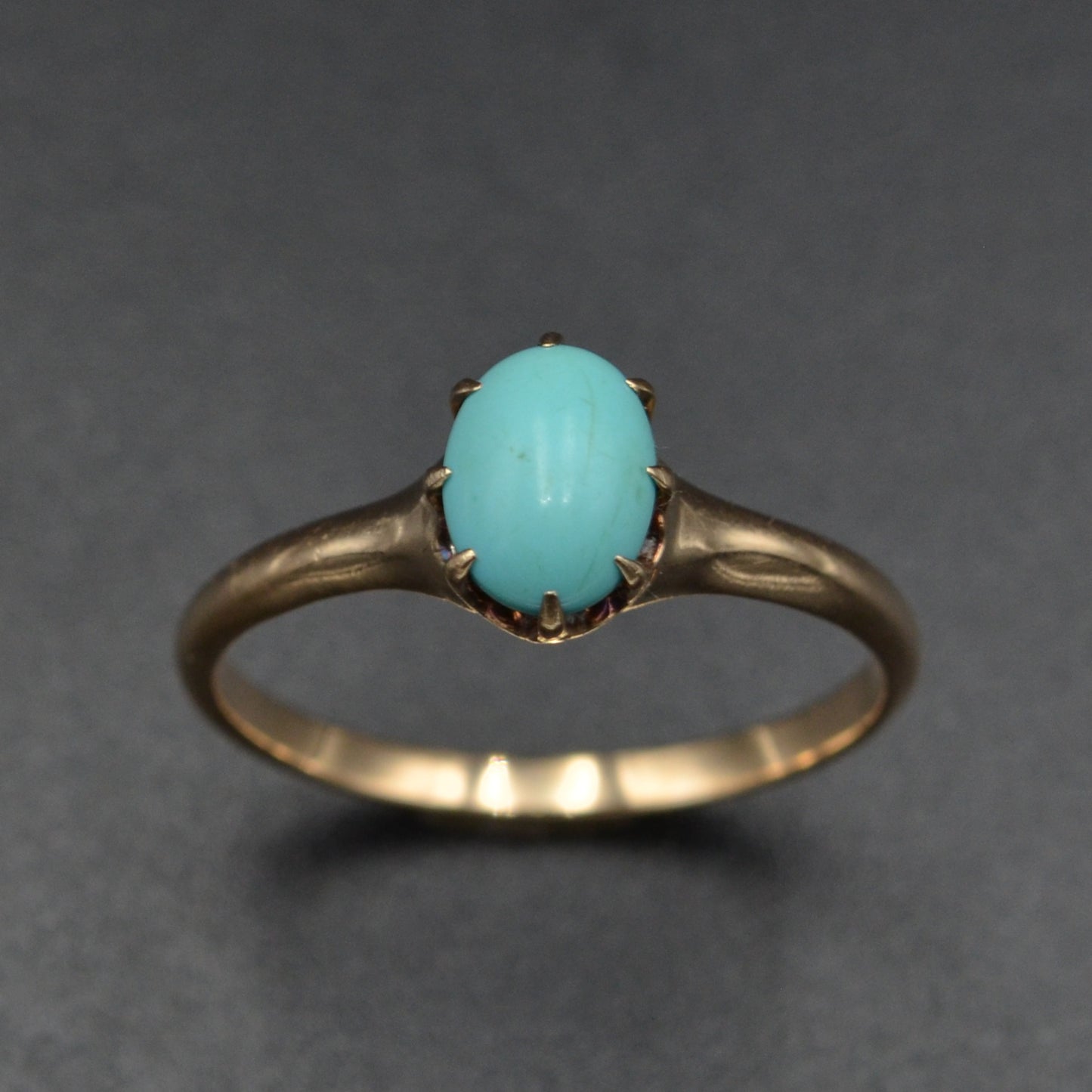 Antique Gold and Turquoise Solitaire Ring
