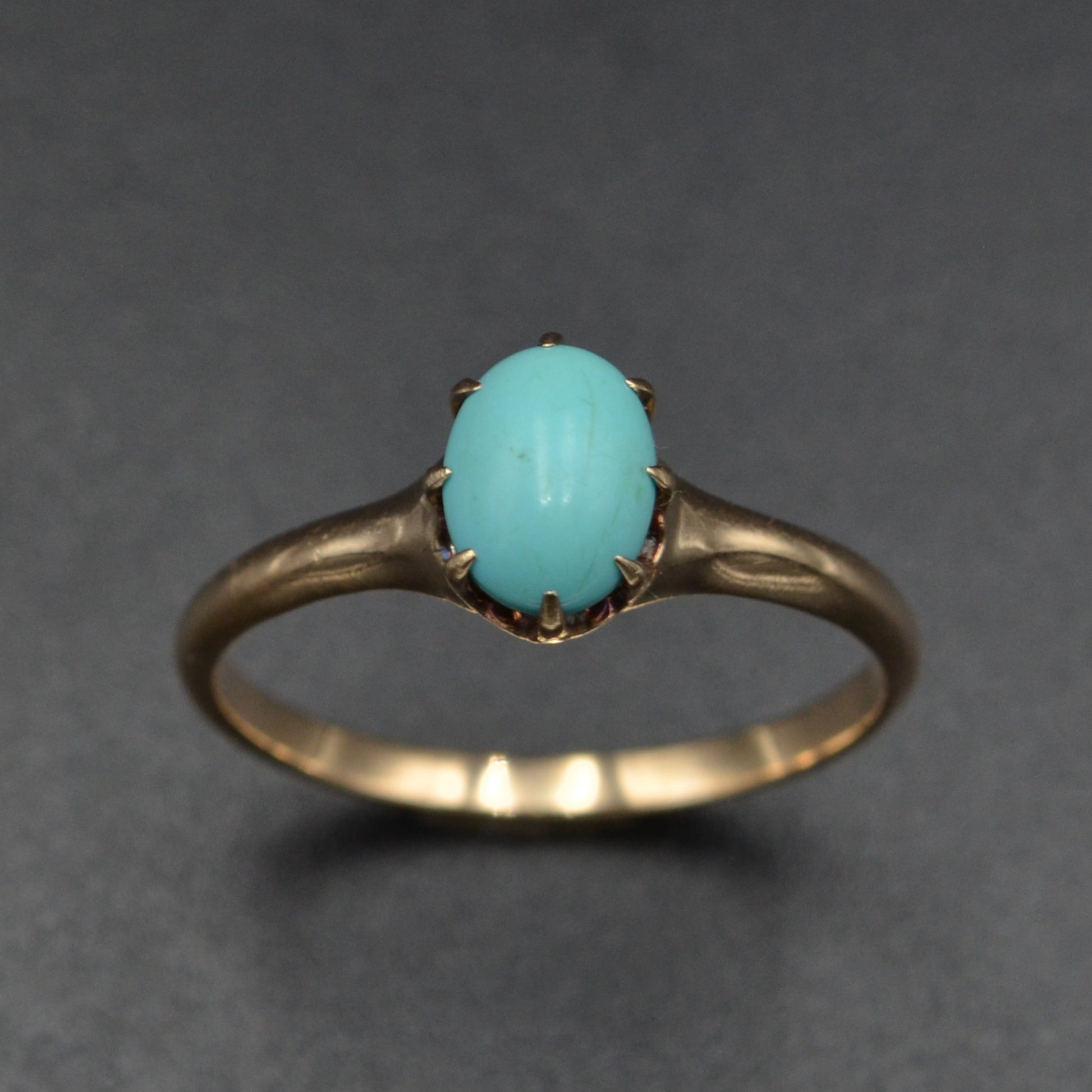 Antique Gold and Turquoise Solitaire Ring