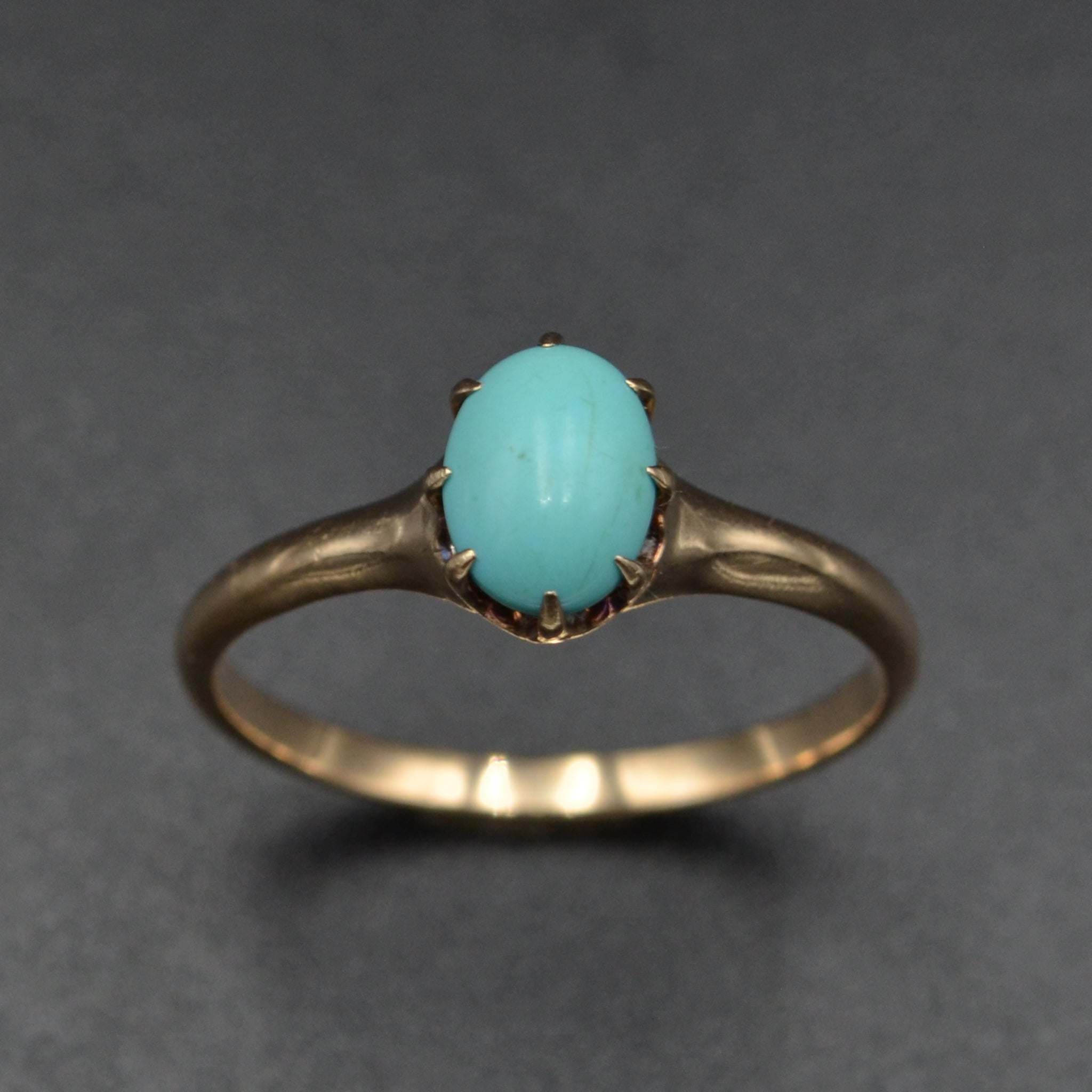 Antique Gold and Turquoise Solitaire Ring