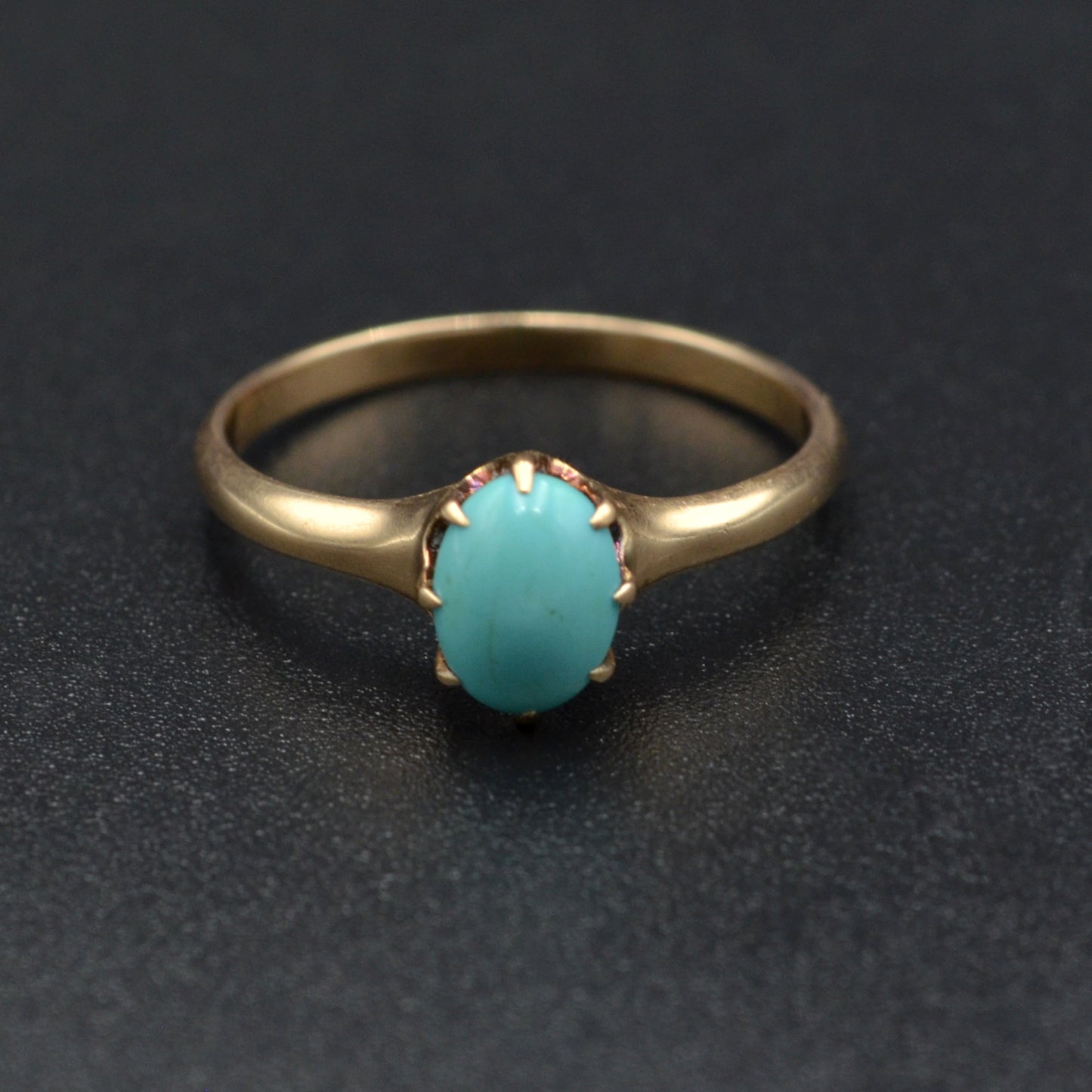 Antique Gold and Turquoise Solitaire Ring