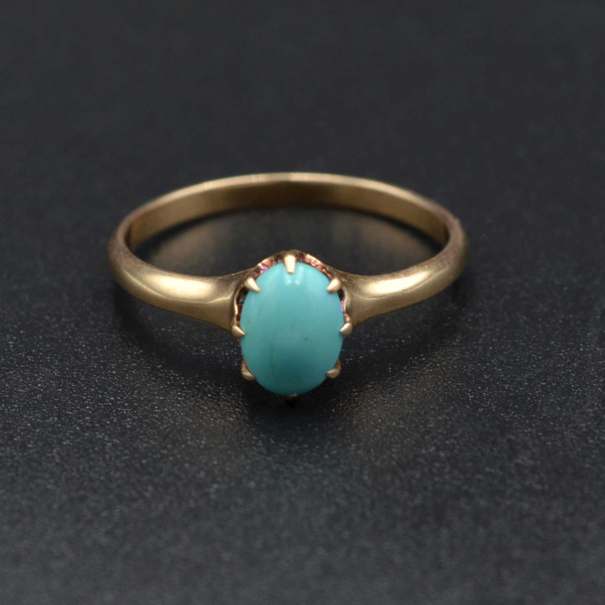 Antique Gold and Turquoise Solitaire Ring
