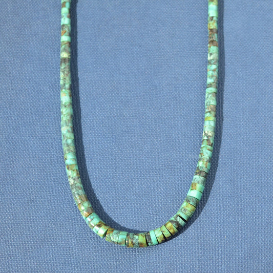 Vintage Matrix Turquoise and Sterling Silver Beaded Necklace
