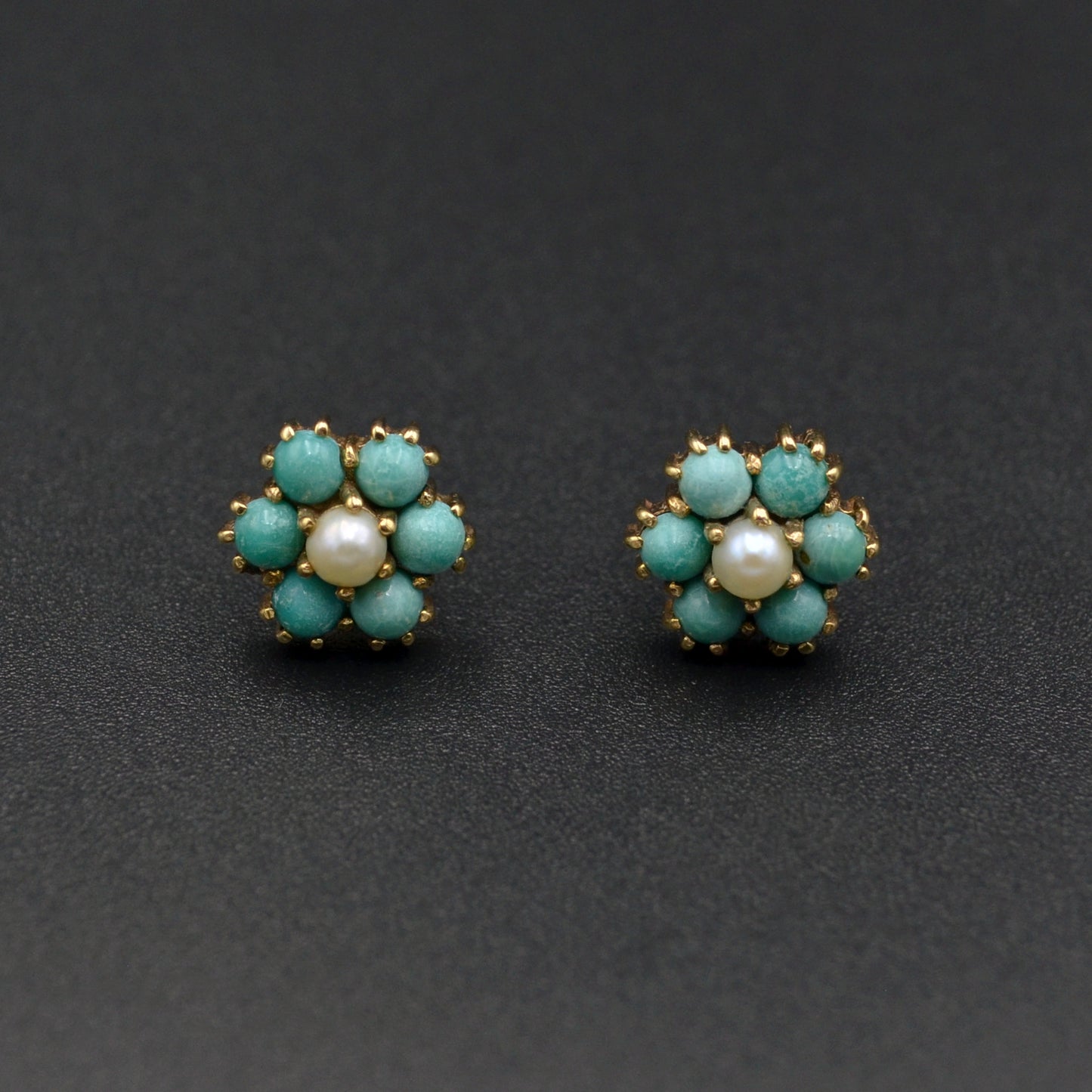 Pearl, Turquoise and Gold Earrings