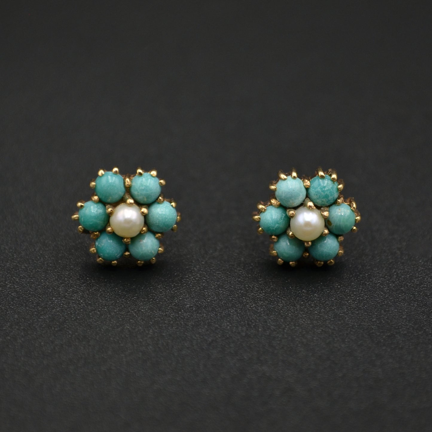 Pearl, Turquoise and Gold Earrings