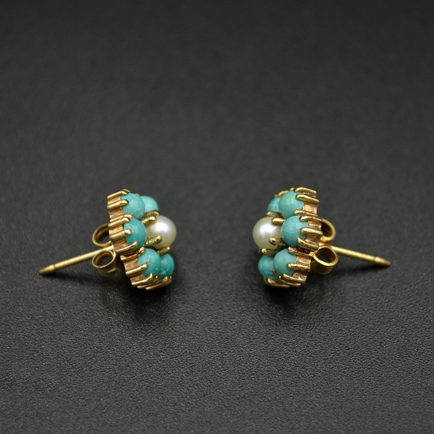 Pearl, Turquoise and Gold Earrings