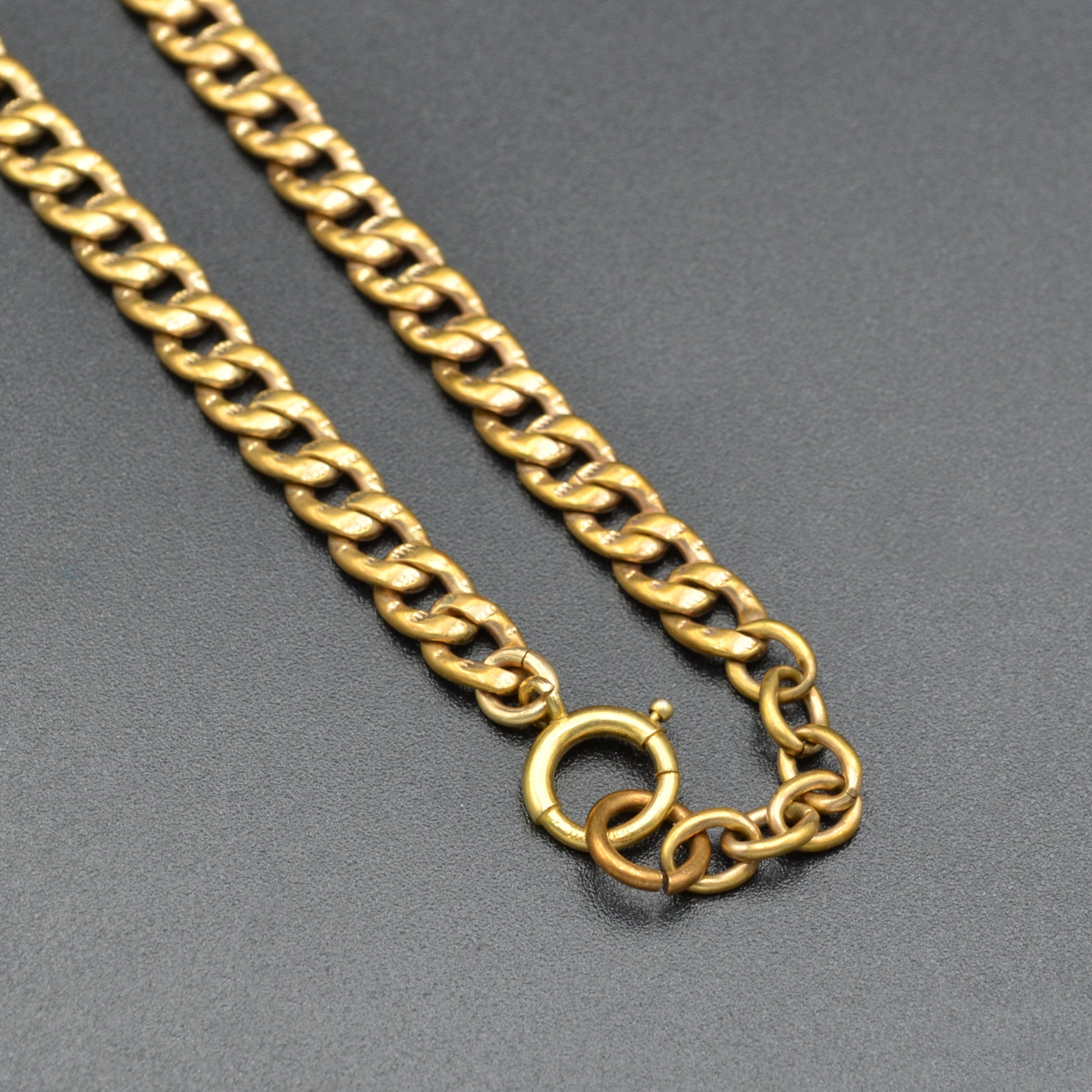 Antique Victorian Gold-filled Heart Padlock Curb Chain Necklace