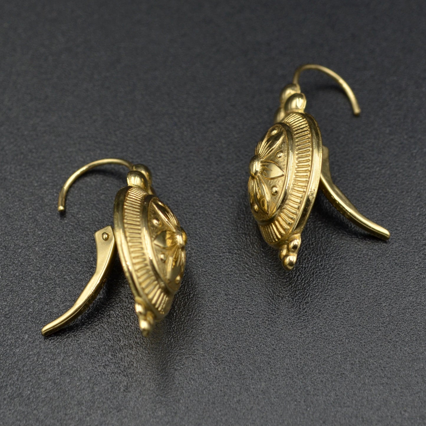 Vintage Victorian Revival 14k Gold Floral Motif Earrings