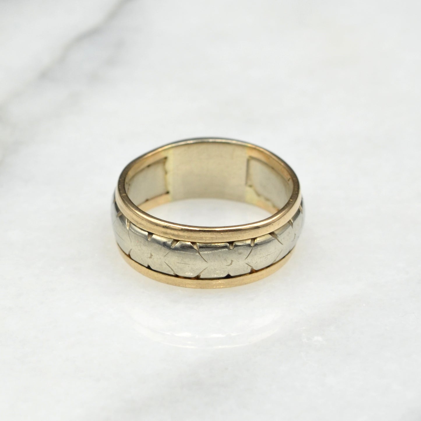 Vintage 14k White and Yellow Gold Wedding Band