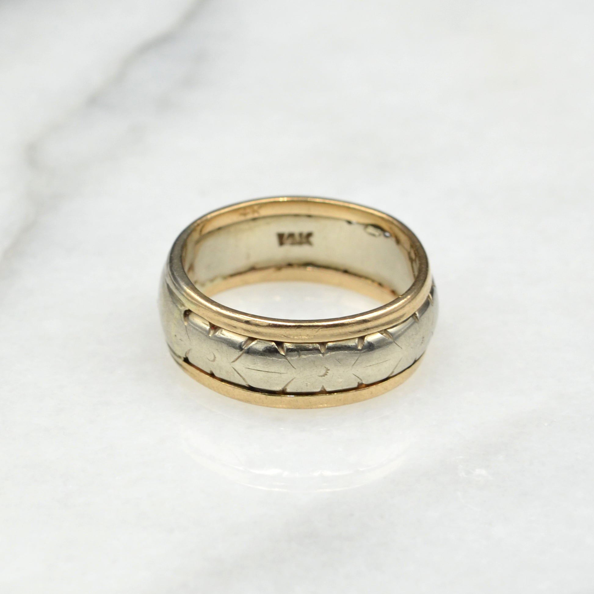 Vintage 14k White and Yellow Gold Wedding Band