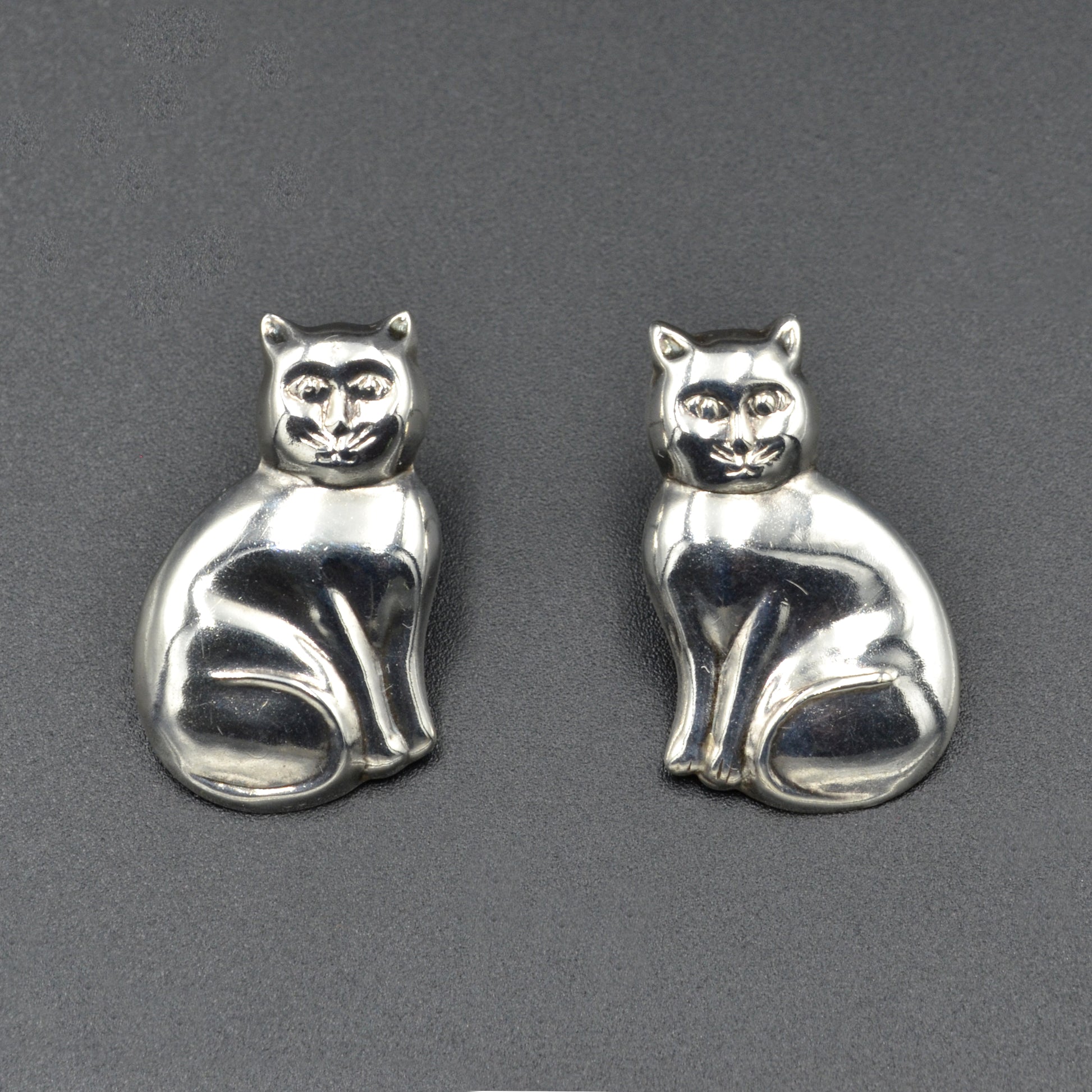 Vintage Sterling Silver Kitty Cat Post Earrings