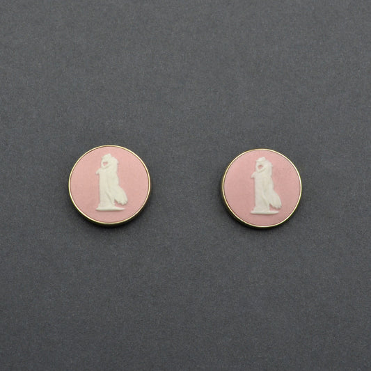 Vintage Pink Wedgwood and Sterling Silver Post Earrings