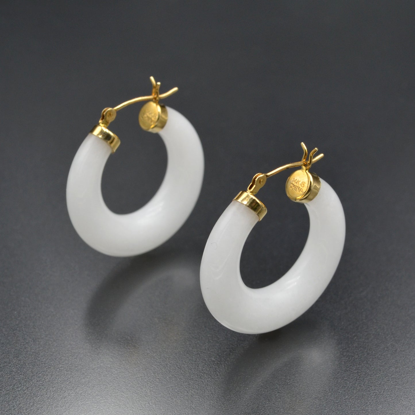 White Jade Hoop Earrings