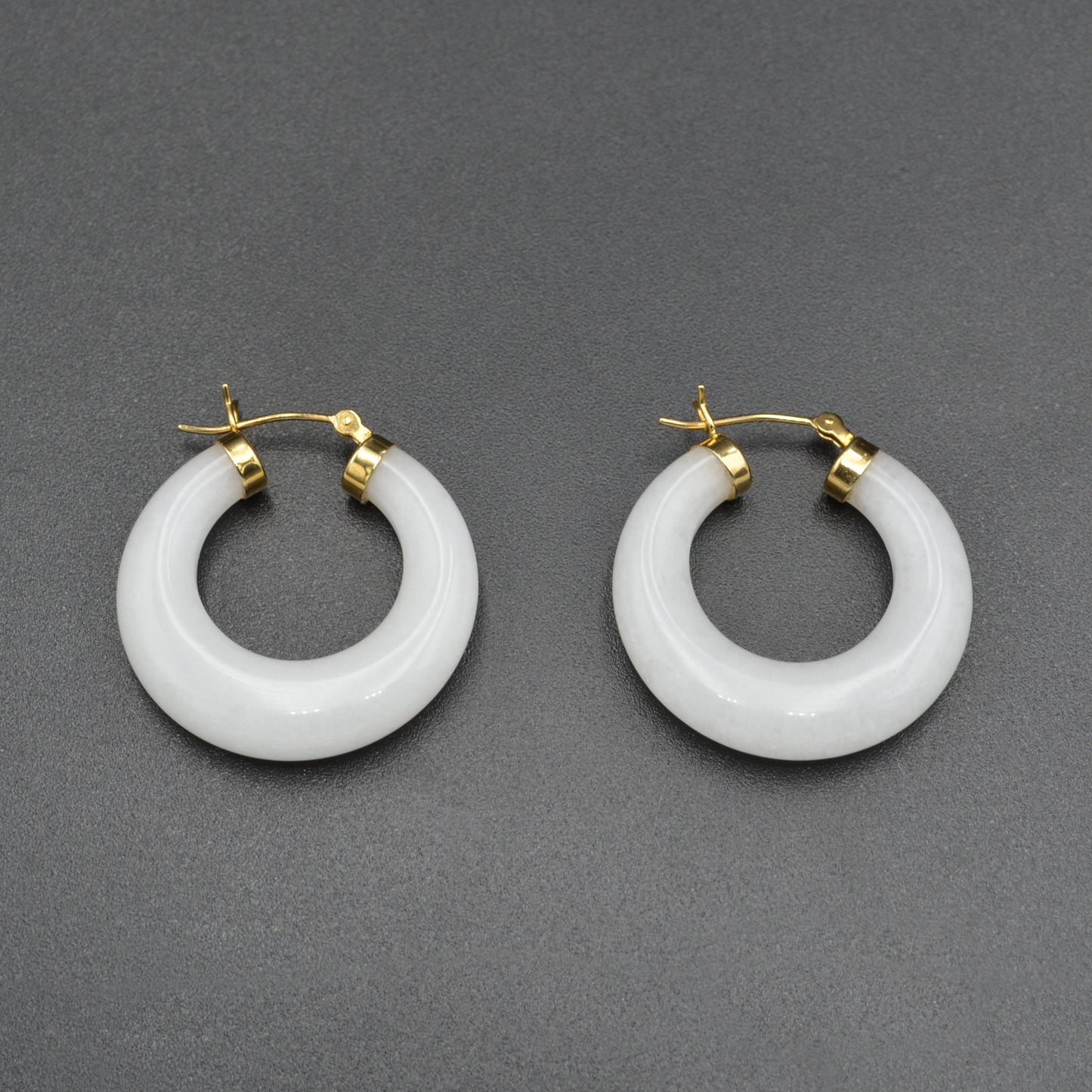 White Jade Hoop Earrings