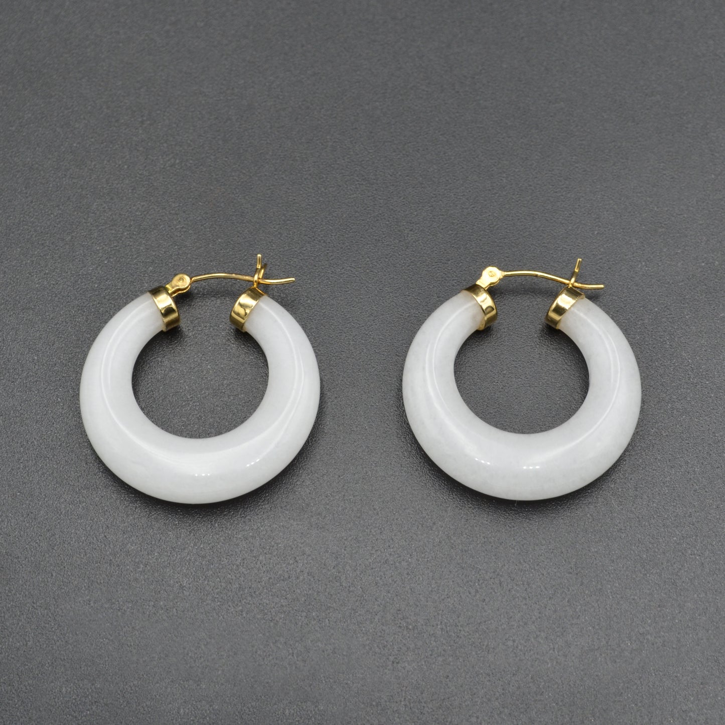 White Jade Hoop Earrings