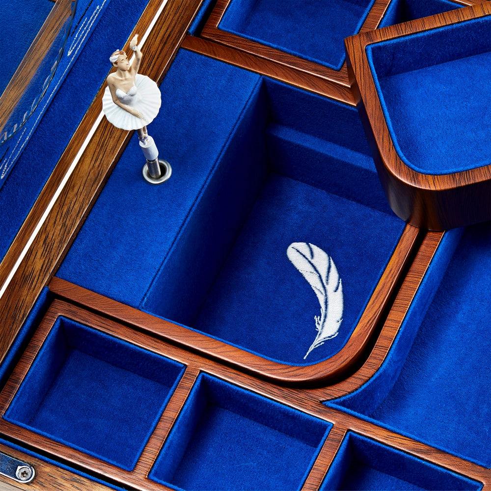 WOLF Ballet Musical Jewelry Box – Swan Lake Walnut Wood
