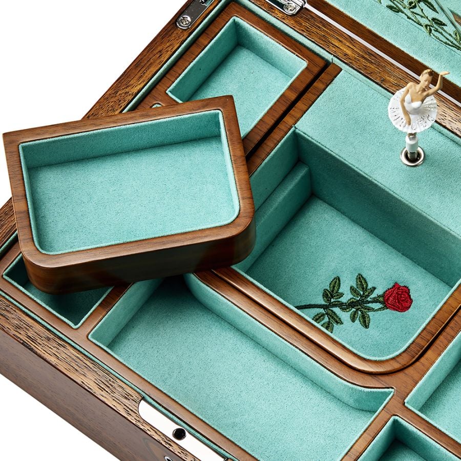 WOLF Ballet Musical Jewelry Box – Sleeping Beauty Walnut Wood