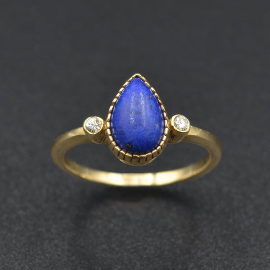 Vintage Lapis Lazuli, Diamond and 14k Gold Ring