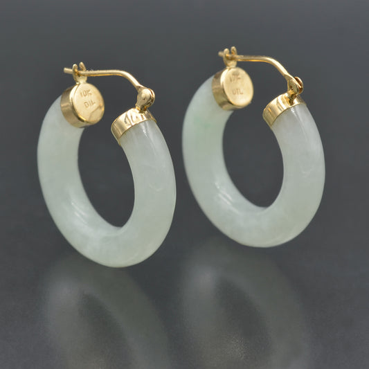 Jade and Gold Hoop Earrings