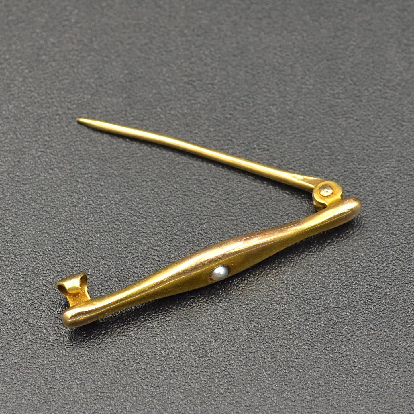 Gold and Pearl Bar Brooch