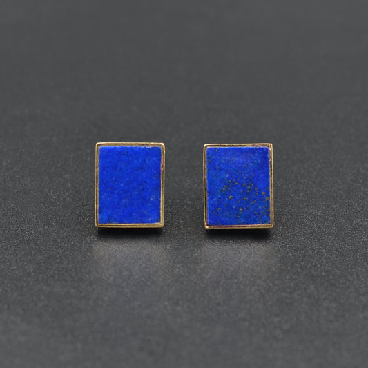 Lapis Lazuli and Gold Post Earrings