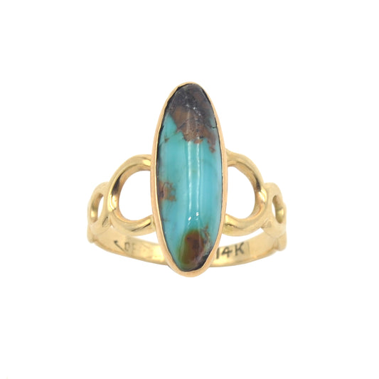 Antique Victorian Turquoise and 14k Gold Ring