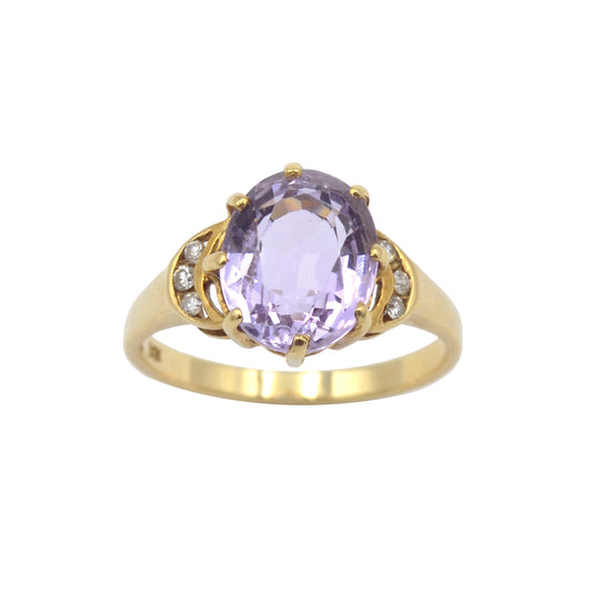 Vintage 14k gold ring with amethyst and diamonds