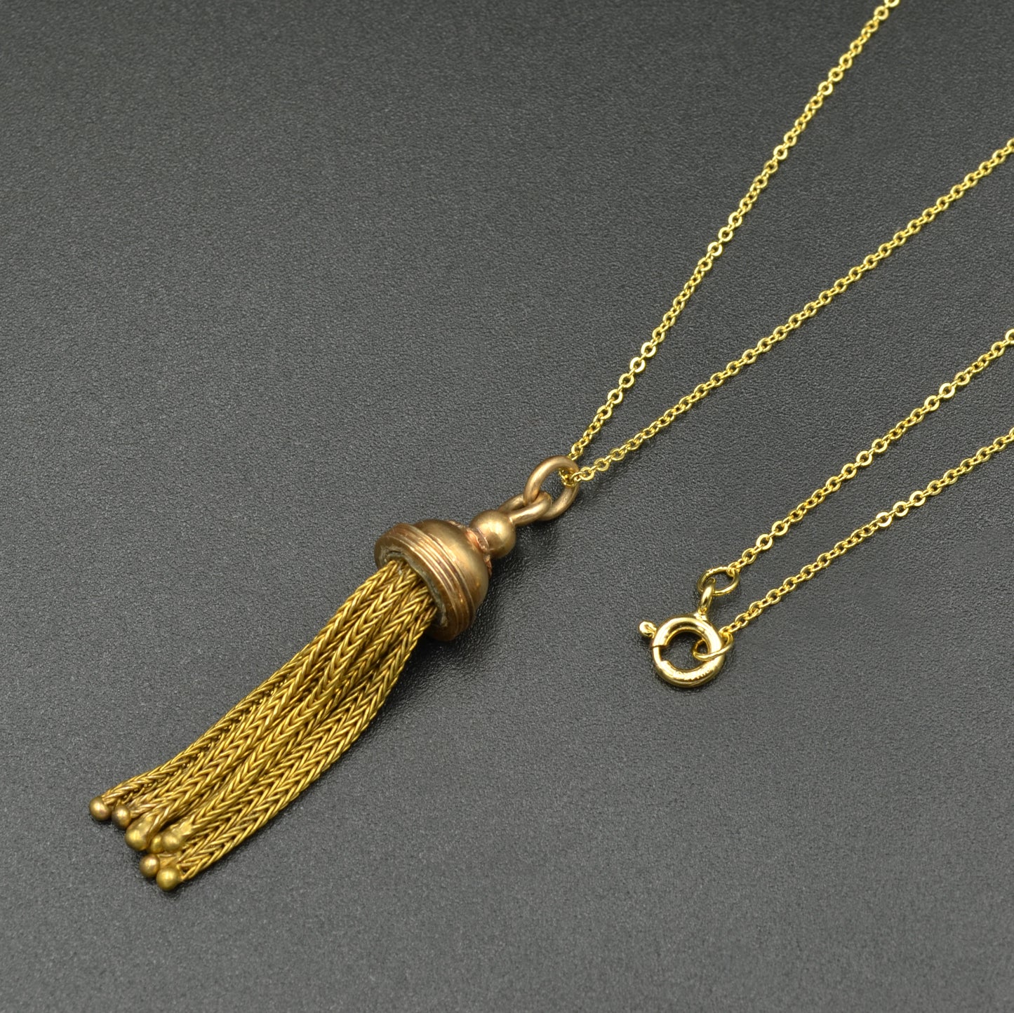 Antique Victorian Tassel Charm Necklace in 18k Gold